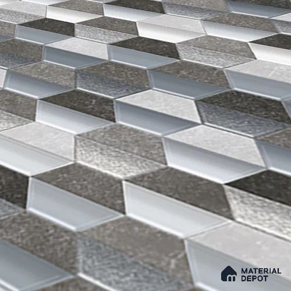Geometric Wall & Floor Tile TL 07237 F Alpi 8004 GLM (Silver) 1 ft x 1 ft Ceramic Matte Finish - 9 mm  | 2 mm Spacer is Mandatory | Please Expect a Slight Variation of Pattern (Sample)